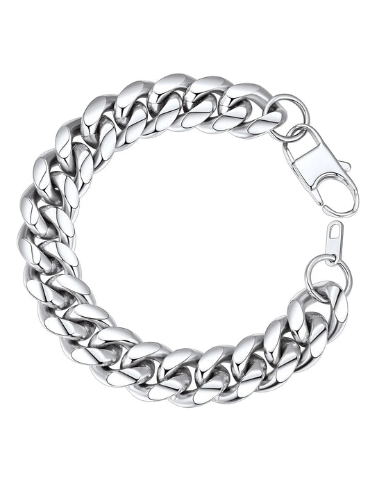 Bracelet for Men Chunky Cuban Bracelet 14MM 7.5 Inch Stainless Steel Chain Bracelet Mens Birthday Valentines Day Jewelry Gifts for Him Dad Adults Age